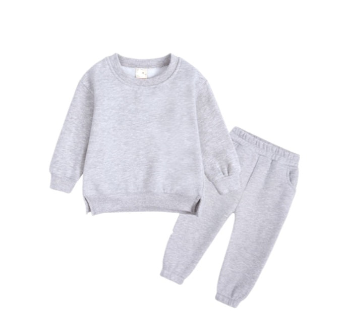 Side Slit Crew Neck Sweater Jogging Set