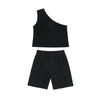 One Shoulder Crop Tank and Biker Shorts Set