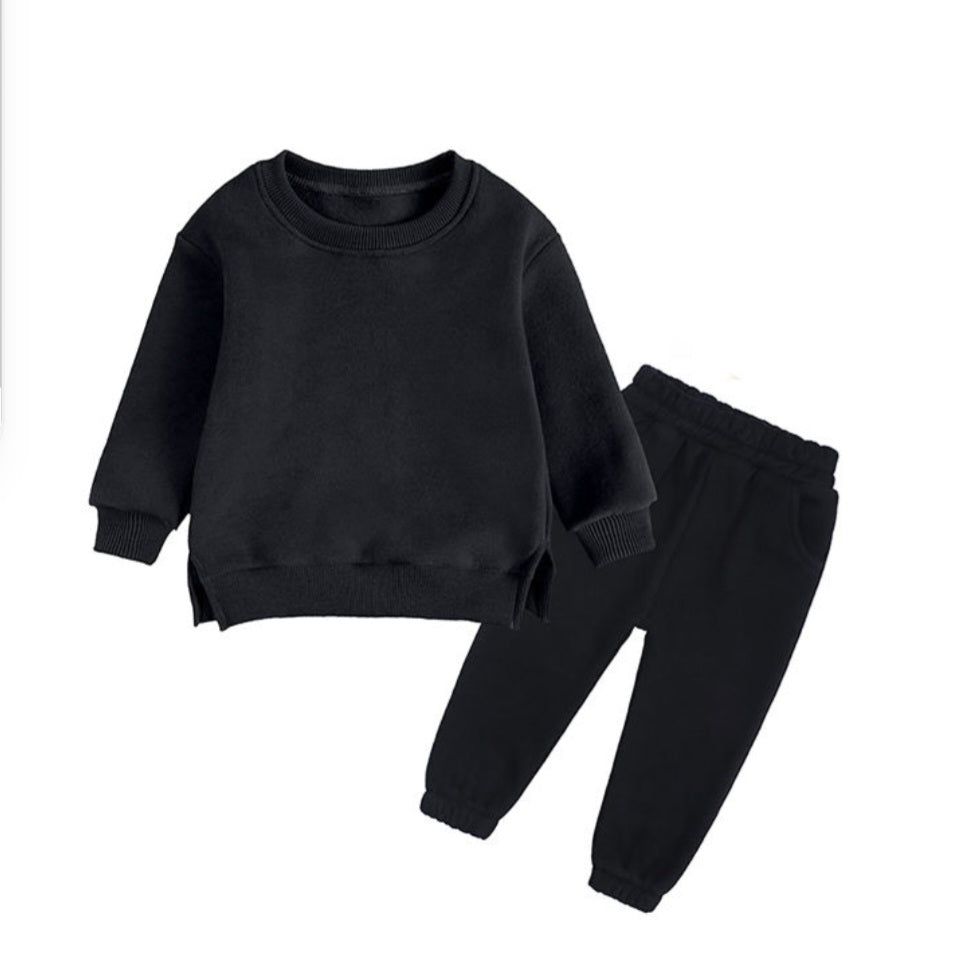 Side Slit Crew Neck Sweater Jogging Set