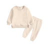 Side Slit Crew Neck Sweater Jogging Set