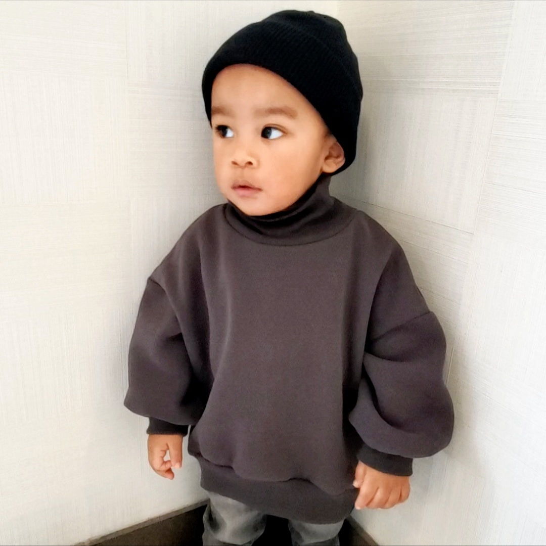 Unisex Kids Puff Sleeve Turtleneck Sweater