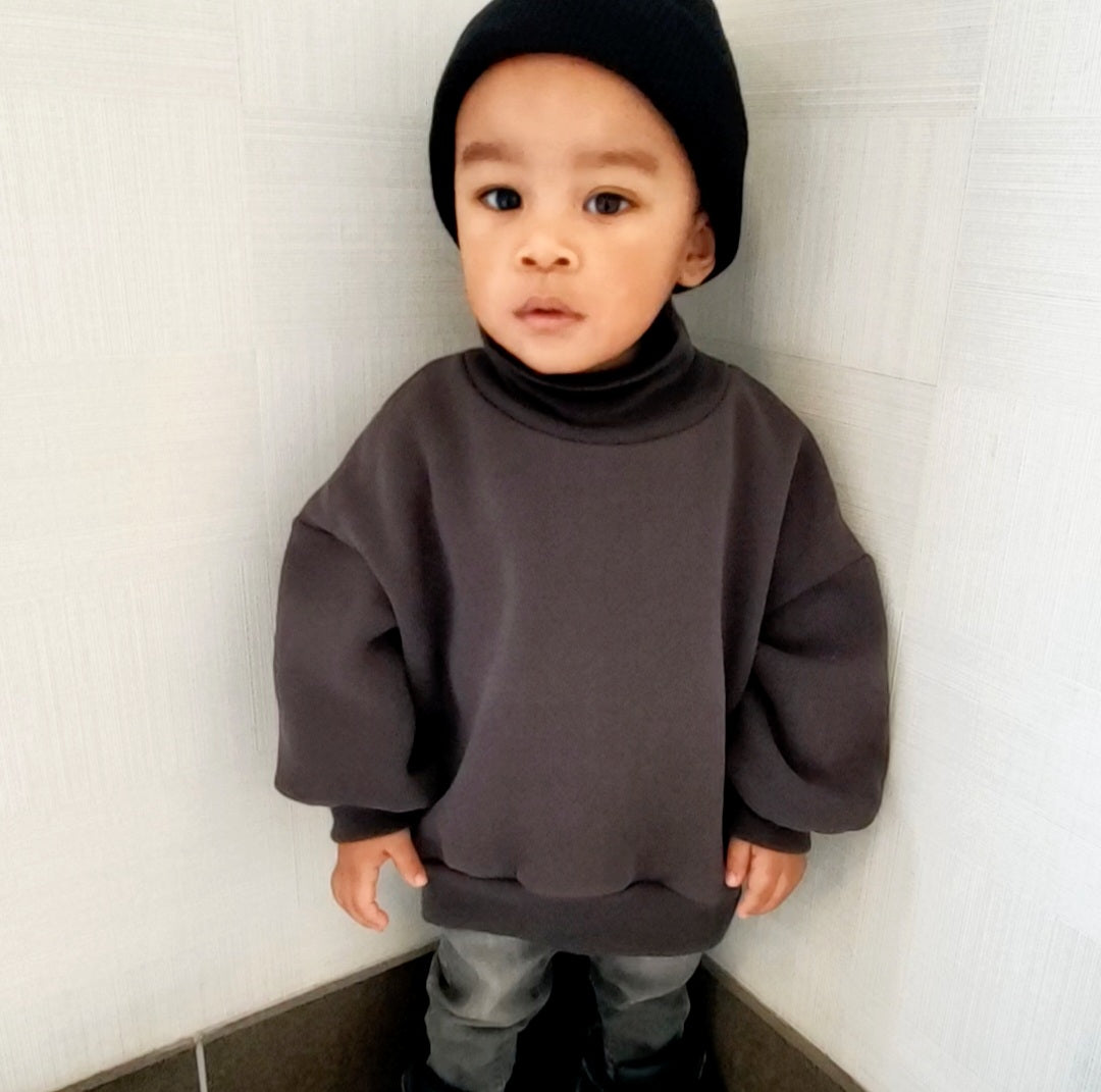 Unisex Kids Puff Sleeve Turtleneck Sweater